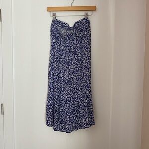 Blue Fit and Flare Midi Skirt for Casual Wear